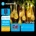 Aigostar - Soldrevet LED lyskæde 50xLED/8 funktioner 12 m IP65 varm hvid