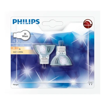 2x Halogenpære Philips GU4/35W/12V