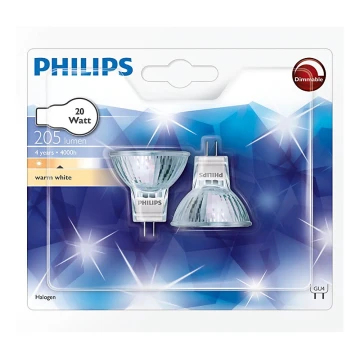 2x Industripære Philips HALOGEN GU4/20W/12V 3000K