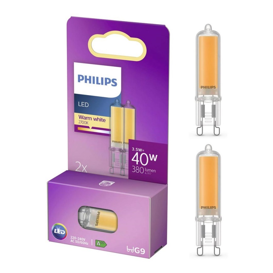 2x LED-pære Philips G9/3,5W/230V 2700K