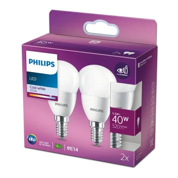 2x LED-pære Philips P45 E14/5,5W/230V 4000K