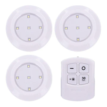 3x LED lampe m. fjernbetjening dæmpbar LED/3xAAA