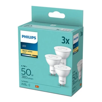 3x LED-pære Philips GU10/4,7W/230V 2700K