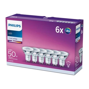 6x LED-pære Philips GU10/4,6W/230V 4000K