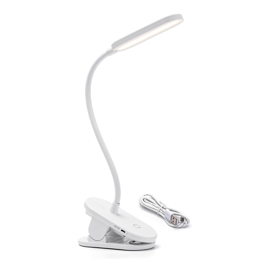 Aigostar - LED Bordlampe dæmpbar og genopladelig med klemme LED/2,5W/5V 1200mAh hvid