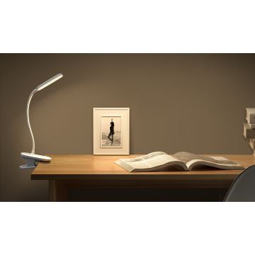 Aigostar - LED Bordlampe dæmpbar og genopladelig med klemme LED/2,5W/5V 1200mAh hvid