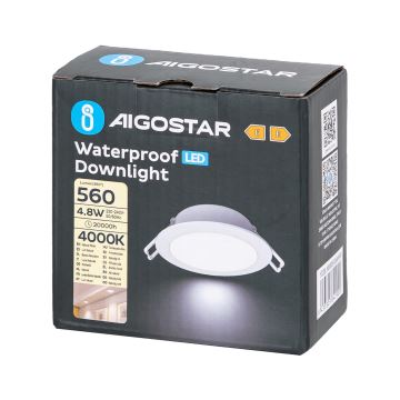 Aigostar - LED indbygningslampe til badeværelse LED/4,8W/230V 4000K hvid IP65