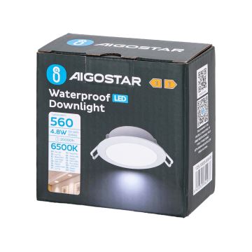 Aigostar - LED indbygningslampe til badeværelse LED/4,8W/230V 6500K hvid IP65