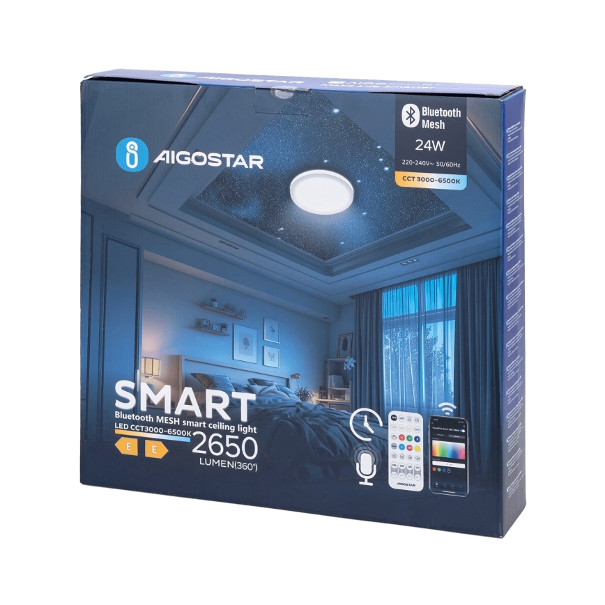 Aigostar - LED loftlampe til badeværelse LED/24W/230V 3000-6500K IP44 + fjernbetjening