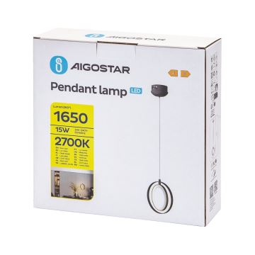 Aigostar - LED pendel LED/15W/230V 2700K sort