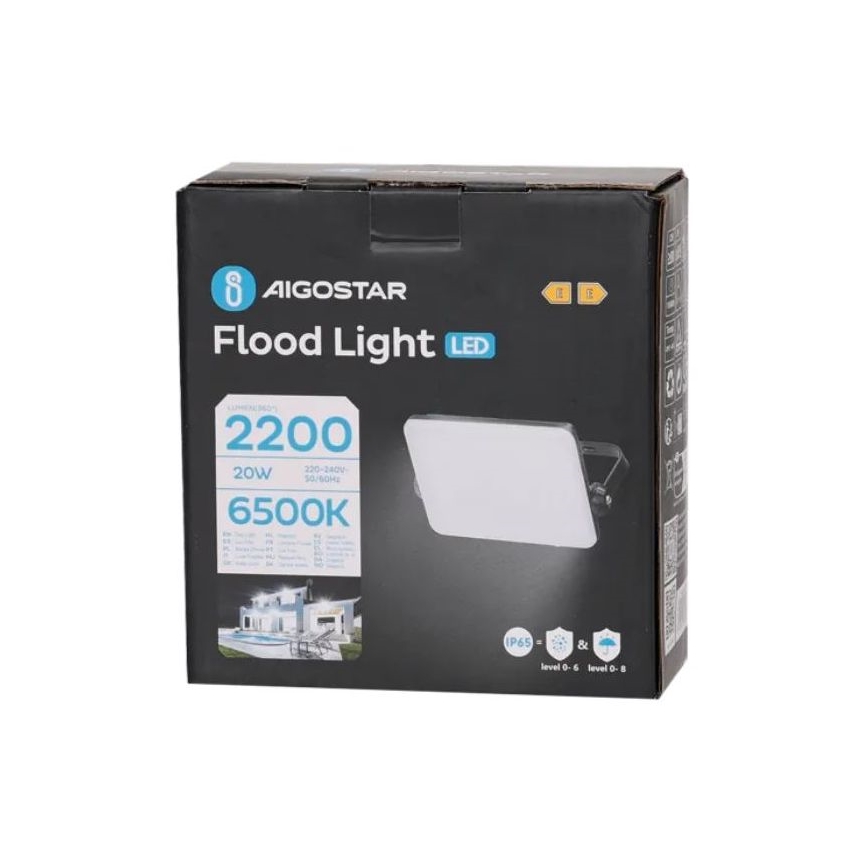 Aigostar - LED projektør LED/20W/230V 6500K IP65 sort