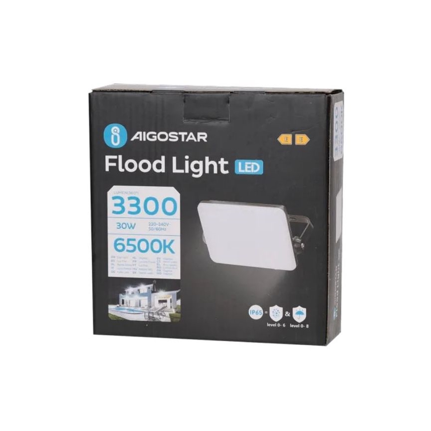 Aigostar - LED projektør LED/30W/230V 6500K IP65 sort