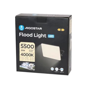 Aigostar - LED projektør LED/50W/230V 4000K IP65 sort