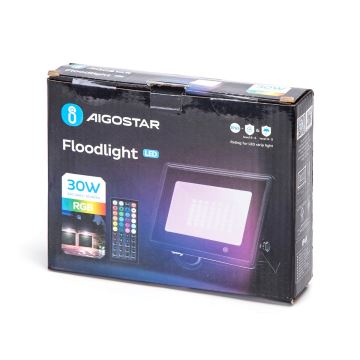 Aigostar - LED projektør RGB-farver LED/30W/230V IP65 + fjernbetjening