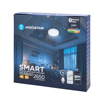 Aigostar - LED RGBW Loftlampe til badeværelse LED/24W/230V 3000-6500K IP44 + fjernbetjening