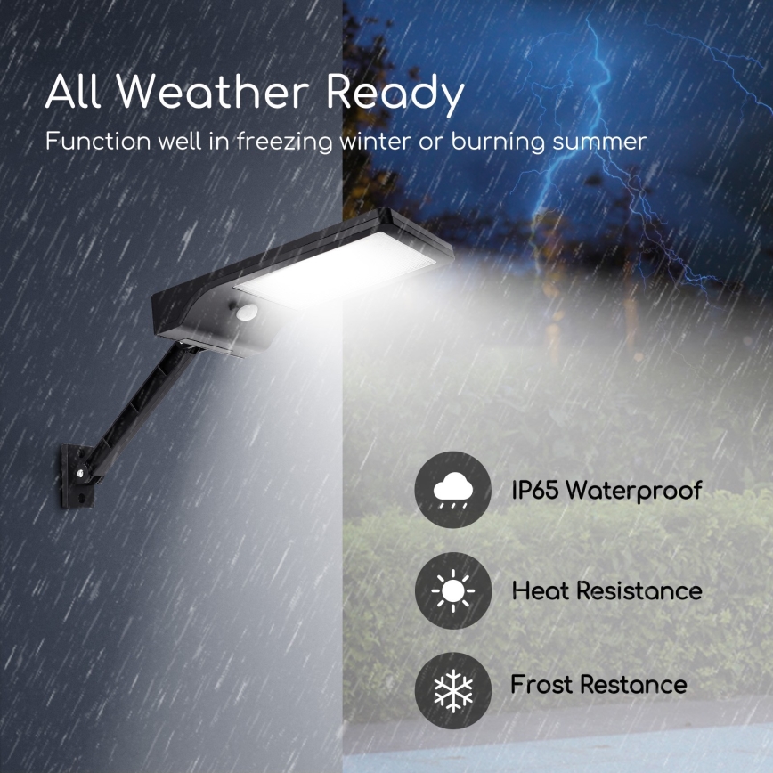 Aigostar - LED solcellelampe med sensor dæmpbar LED/2,3W/5,5V IP65 + fjernbetjening