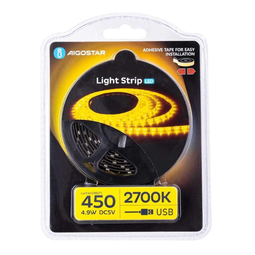 Aigostar - LED strip 2 m LED/4,9W/5V 2700K IP65