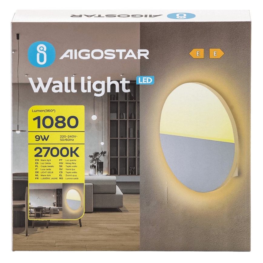 Aigostar - LED væglampe LED/9W/230V 2700K hvid