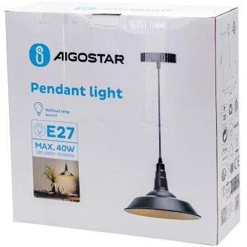 Aigostar - Pendel 1xE27/60W/230V sort