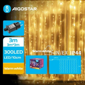 Aigostar - Udendørs LED julelyskæde 300xLED/8 funktioner 6x3 m IP44 varm hvid