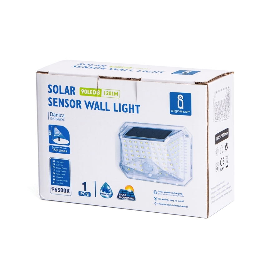 Aigostar - Udendørs LED solcellelampe med sensor LED/1,48W/5V IP65