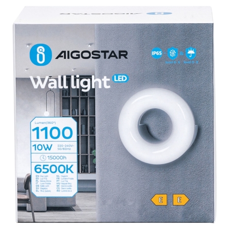 Aigostar - Udendørs LED væglampe LED/10W/230V 6500K IP65 sort