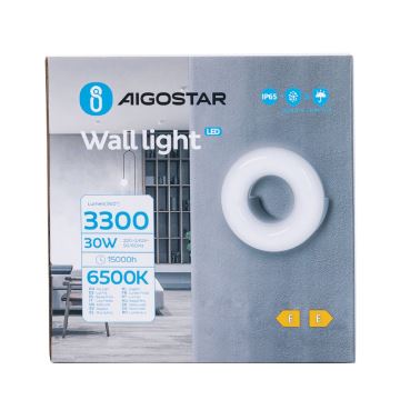 Aigostar - Udendørs LED væglampe LED/30W/230V 6500K IP65 sort