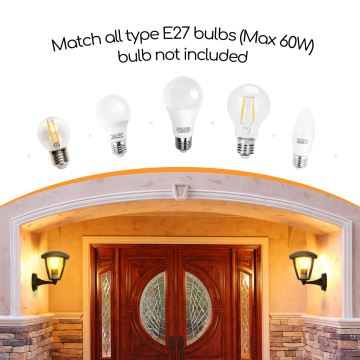 Aigostar - Udendørs væglampe 1xE27/60W/230V IP44 sort