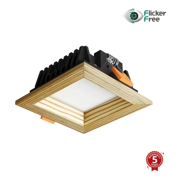 APLED - LED indbygningslampe SQUARE WOODLINE LED/3W/230V 4000K 9x9 cm fyrretræ massivt træ