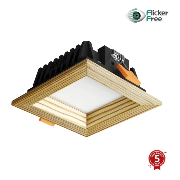 APLED - LED indbygningslampe SQUARE WOODLINE LED/6W/230V 3000K 12x12 cm fyrretræ massivt træ