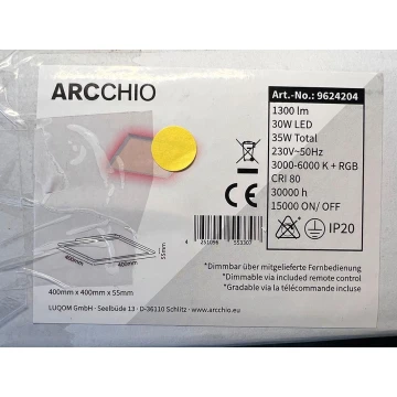 Arcchio - LED loftlampe m. RGBW-farver dæmpbar BRENDA LED/30W/230V + fjernbetjening