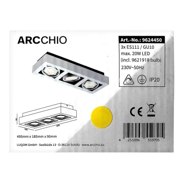 Arcchio - LED loftlampe RONKA 3xGU10/11,5W/230V