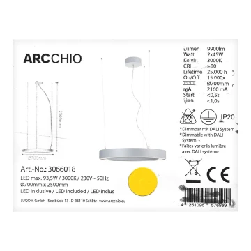 Arcchio - LED pendel PIETRO 2xLED/45W/230V