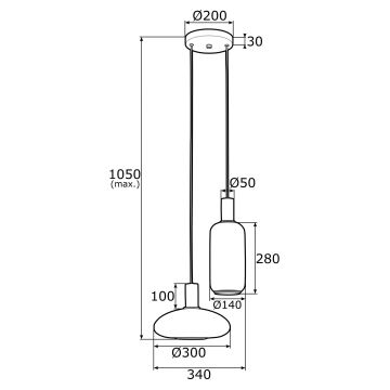 Argon 0896 - Pendel SAGUNTO 2xE27/15W/230V messing