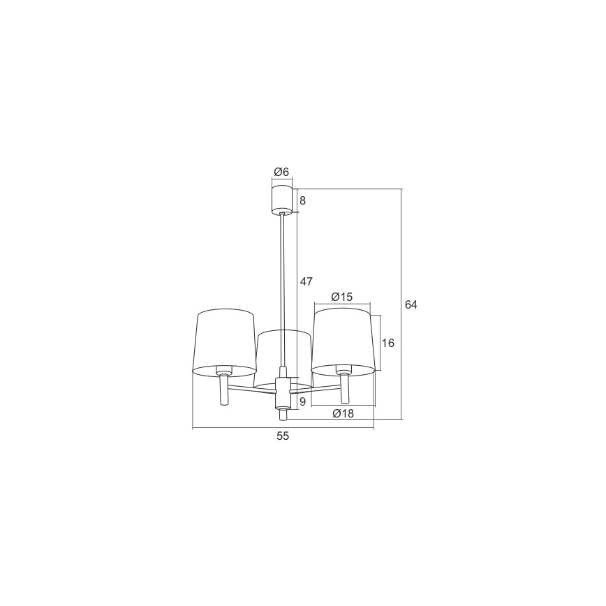 Argon 1381 - Loftlampe BOLZANO 3xE27/15W/230V blå/skinnende krom