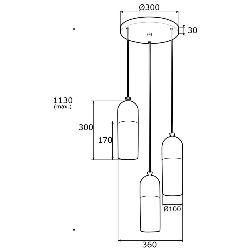 Argon 1465 - Pendel BURGOS 3xE27/15W/230V skinnende krom