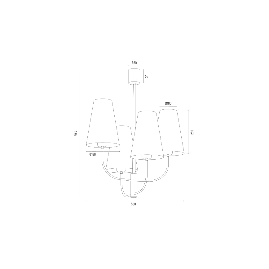 Argon 1822 - Pendellampe SAFIANO 4xE27/15W/230V sort