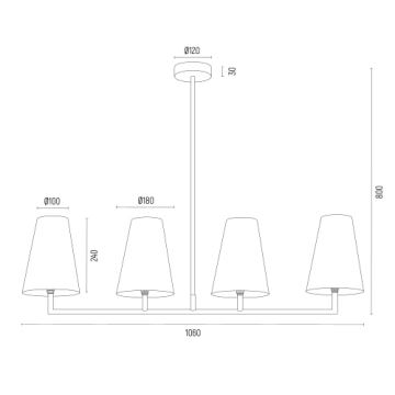 Argon 1829 - Pendellampe SAFIANO 4xE27/15W/230V bordeauxfarvet