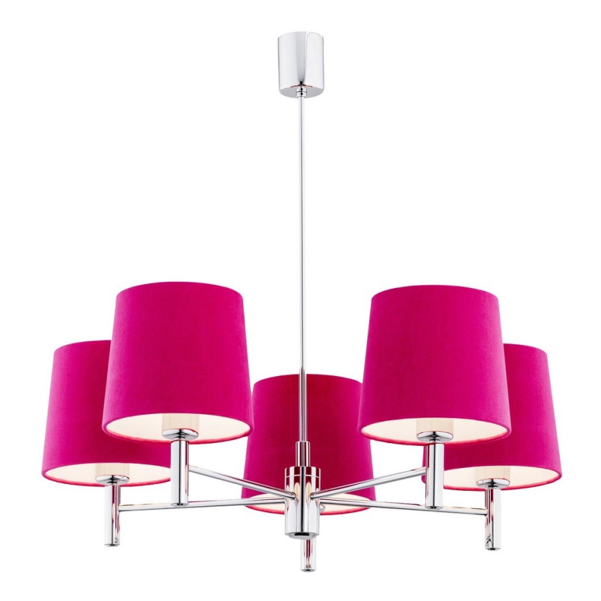 Argon 2075 - Loftlampe BOLZANO 5xE27/15W/230V pink/skinnende krom