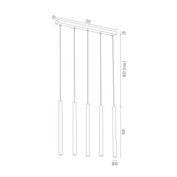 Argon 2137 - Pendel ETNA 5xG9/6W/230V sort