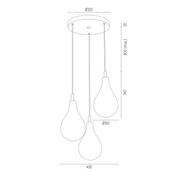 Argon 6105 - Pendel OAKLAND 3xG9/6W/230V sort