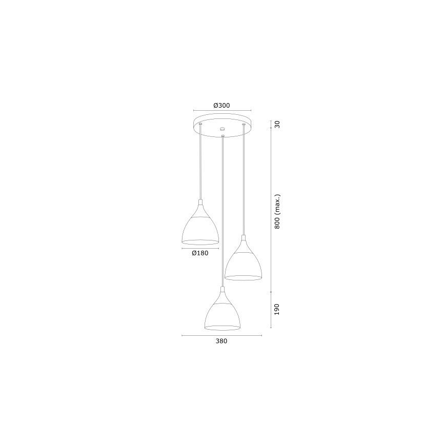 Argon 6139 - Pendel MURANO 3xE27/15W/230V sort/gylden