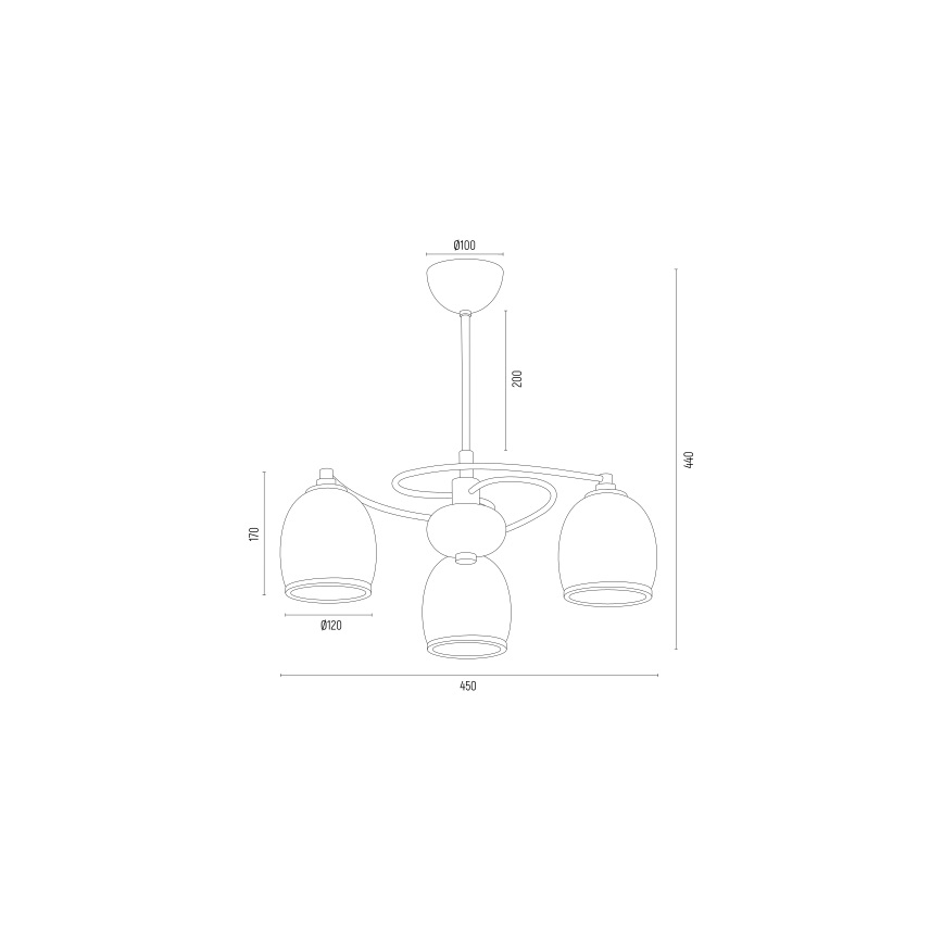 Argon 6144 - Loftlampe AVILA PLUS 3xE27/15W/230V sort/guldfarvet/hvid