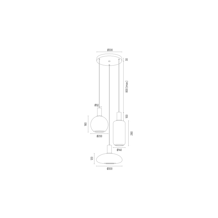 Argon 6323 - Pendel SAGUNTO PLUS 3xE27/15W/230V sort