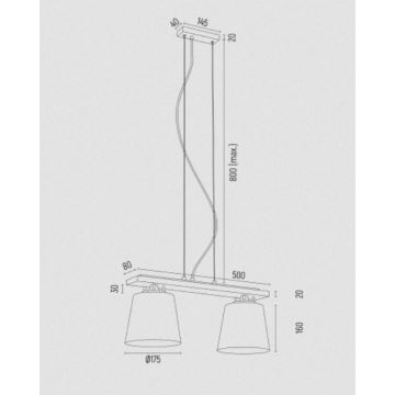 Argon 7151 - Pendel ARDEN 2xE27/15W/230V guldfarvet