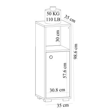Badeværelsesskab AHU 98,6x35 cm hvid