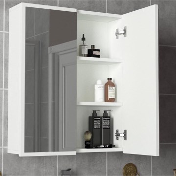 Badeværelsesskab med spejl KAYLA 78x60 cm hvid