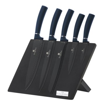 BerlingerHaus - Knivsæt med knivholder 6 dele rustfrit stål blå/sort