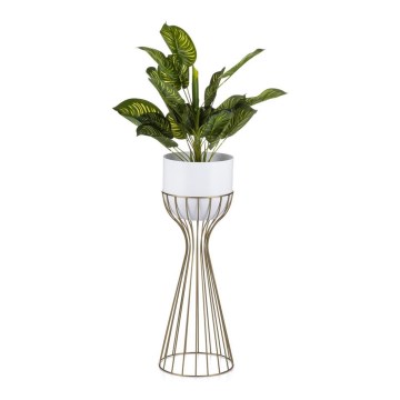 Blomsterkrukke metal LOFT 56x20 cm guldfarvet/hvid