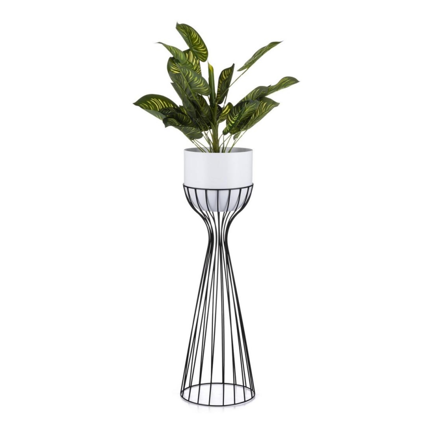 Blomsterkrukke metal LOFT 68x20 cm sort/hvid